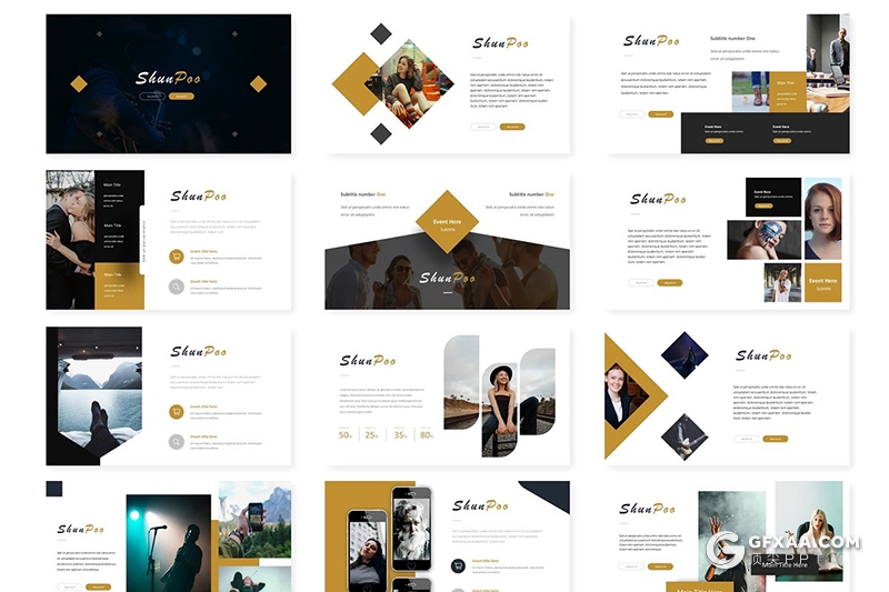 30页国外扁平化商务多用途PPT模板 5种主题配色 - 顶尖PPT