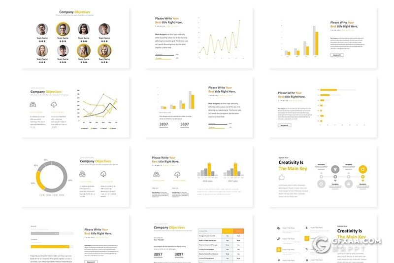 30页商务风格企业公司介绍工作汇报数据分析ppt模板 5种主题配色 - 顶尖PPT