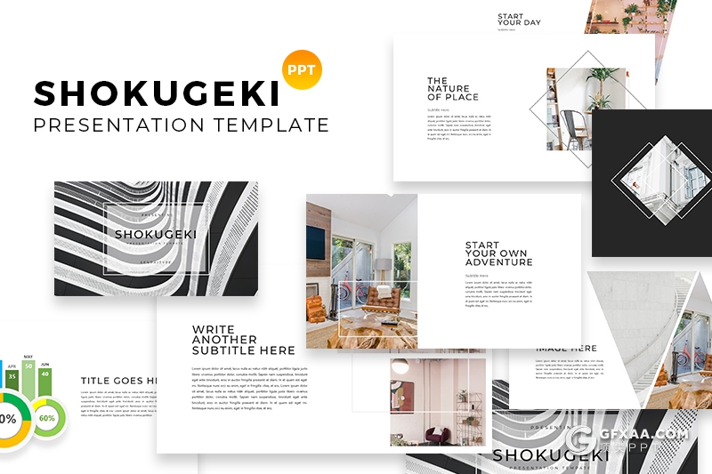 35页简约风格室内装修设计案例展示ppt模板 - 顶尖PPT