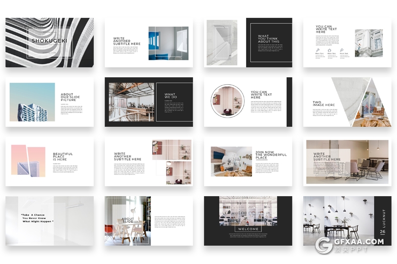 35页简约风格室内装修设计案例展示ppt模板 - 顶尖PPT