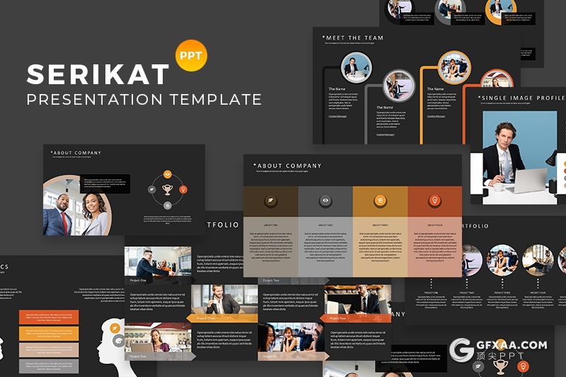 50页商务风格团队公司介绍业务合作项目展示PPT模板 黑白两种底色 - 顶尖PPT