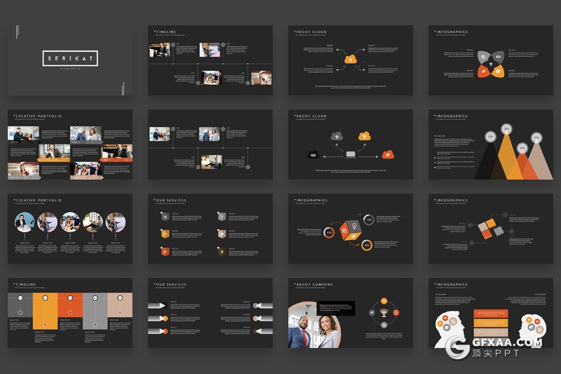 50页商务风格团队公司介绍业务合作项目展示PPT模板 黑白两种底色 - 顶尖PPT