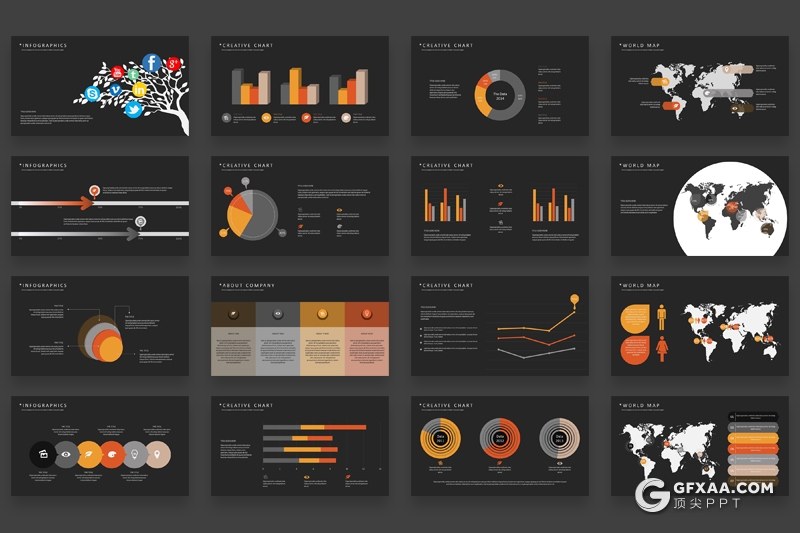 50页商务风格团队公司介绍业务合作项目展示PPT模板 黑白两种底色 - 顶尖PPT