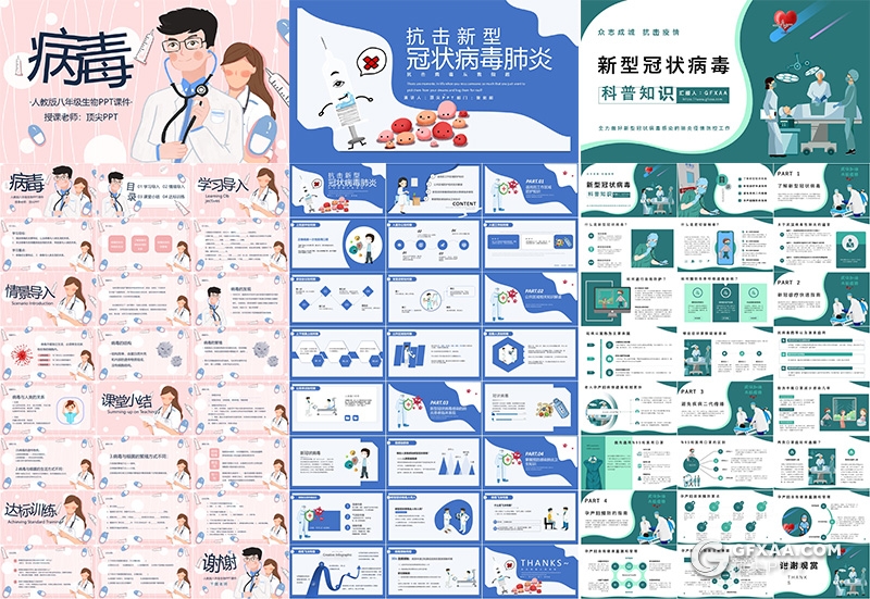 9套预防新冠状病毒传播传染ppt模板冠状病毒知识科普宣传课件ppt模板 - 顶尖PPT