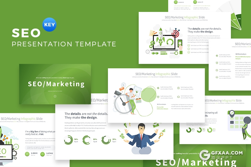 35页创意SEO搜索引擎服务行业keynote图形素材 包含11种主题配色 - 顶尖PPT