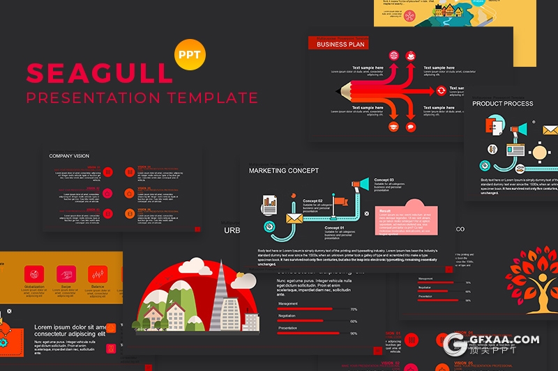 50页卡通创意商务图形设计国外商务多用途PPT模板 - 顶尖PPT