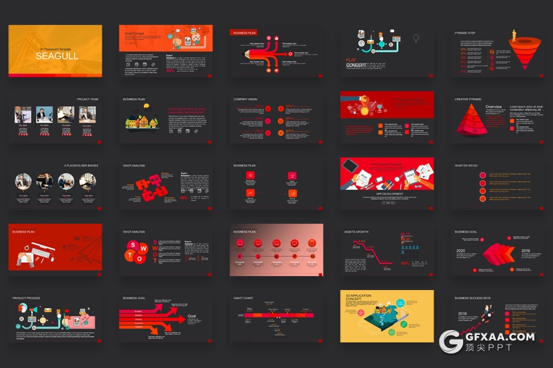 50页卡通创意商务图形设计国外商务多用途PPT模板 - 顶尖PPT