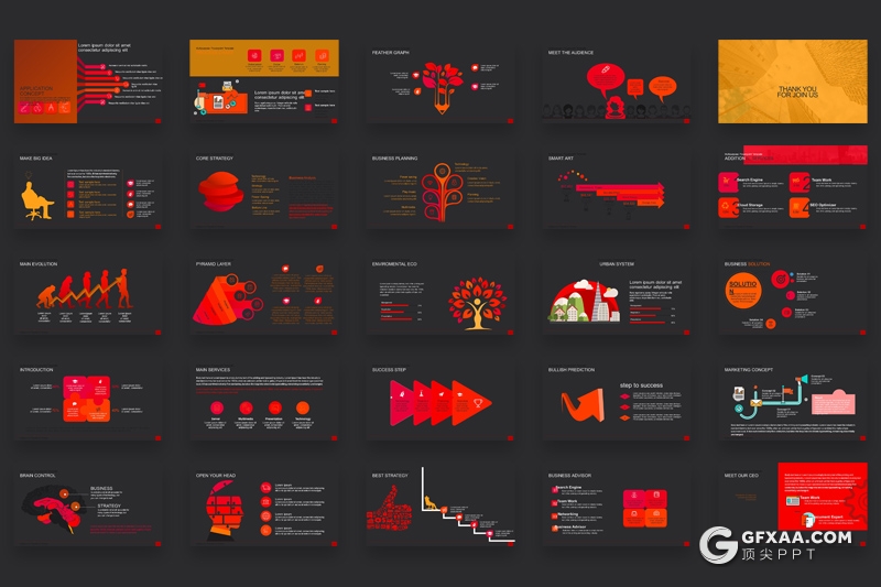 50页卡通创意商务图形设计国外商务多用途PPT模板 - 顶尖PPT