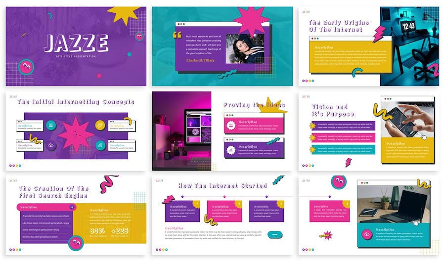 复古孟菲斯风格商务PPT模板 - 顶尖PPT