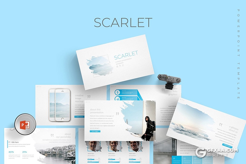 30页扁平化简约风格工作分析国外商务通用ppt模板 5种主题配色 - 顶尖PPT