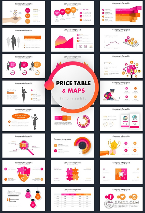390页粉红色创意商务图形企业公司团队介绍商务通用PPT模板 - 顶尖PPT