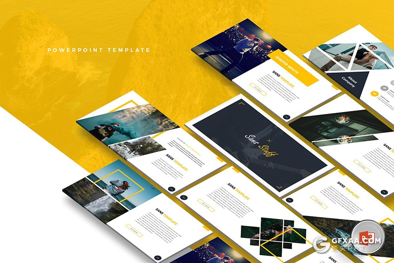 30页时尚文艺风格创意商务图形多用途PPT模板 5种主题配色 - 顶尖PPT