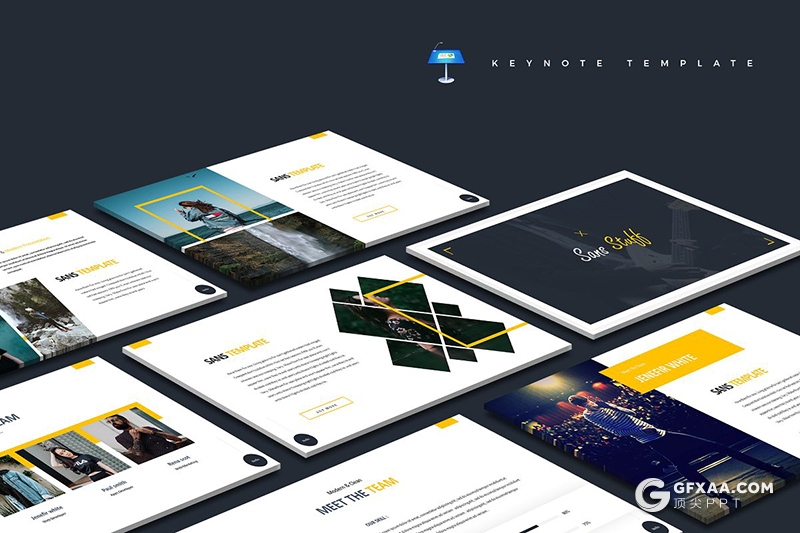 30页时尚文艺风格创意商务图形多用途keynote模板 5种主题配色 - 顶尖PPT