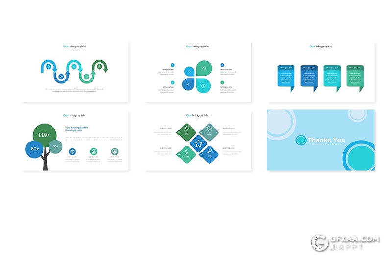30页创意圆形组合商务多用途keynote模板 5种主题配色 - 顶尖PPT