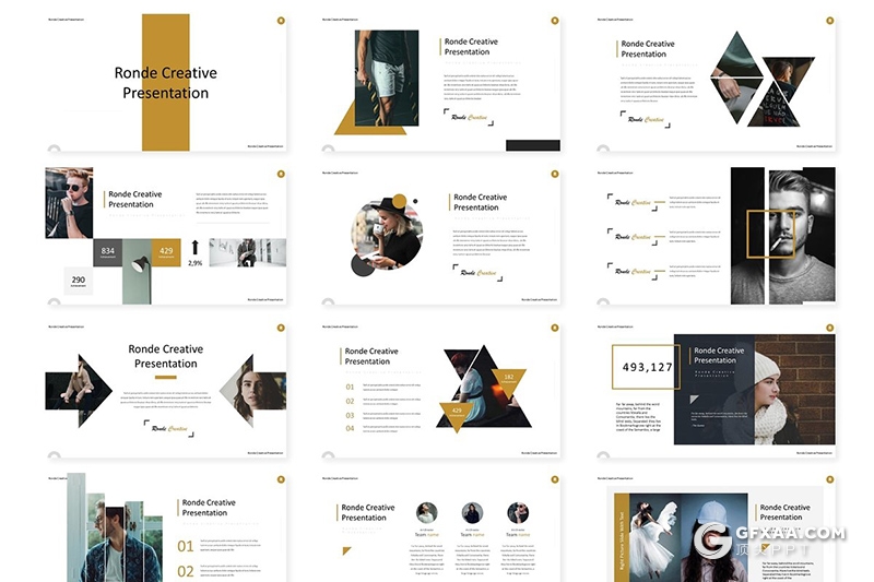 30页扁平化团队介绍商务通用国外PPT模板 5种主题配色 - 顶尖PPT