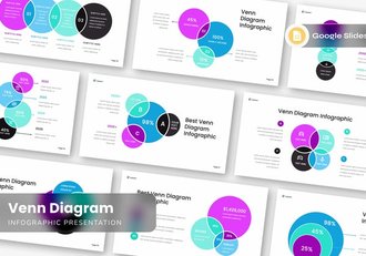 蓝紫色文氏图维恩图形PPT模板 - 顶尖PPT