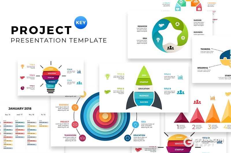 171页创意商务高端keynote图形模板统计图表逻辑图形商务图形keynote模板 - 顶尖PPT