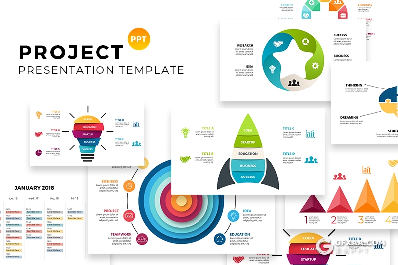 171页创意商务高端ppt图形模板统计图表逻辑图形商务图形ppt模板 - 顶尖PPT