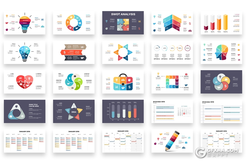 171页创意商务高端keynote图形模板统计图表逻辑图形商务图形keynote模板 - 顶尖PPT