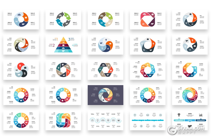 171页创意商务高端keynote图形模板统计图表逻辑图形商务图形keynote模板 - 顶尖PPT