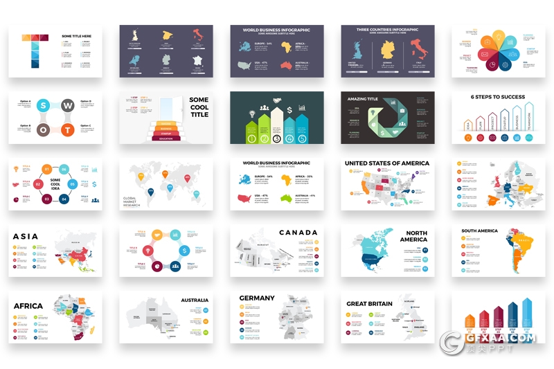 171页创意商务高端keynote图形模板统计图表逻辑图形商务图形keynote模板 - 顶尖PPT