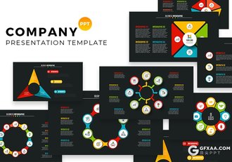 62页黑底色色彩创意商务图形PPT模板图形图表逻辑图形分析图形ppt - 顶尖PPT
