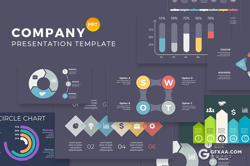 165页彩色创意商务图形设计ppt模板数据逻辑分析多种类型ppt图形模板 - 顶尖PPT