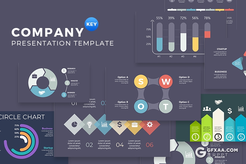 165页彩色创意商务图形设计keynote模板数据逻辑分析多种类型keynote图形模板 - 顶尖PPT