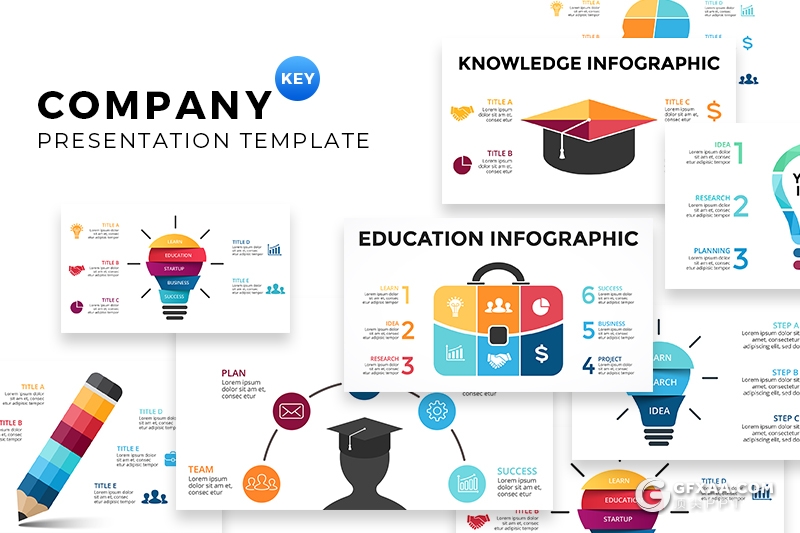 19页多色搭配商务创意图形keynote模板 - 顶尖PPT