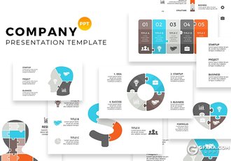 22页创意积木拼合商务图形ppt模板 - 顶尖PPT