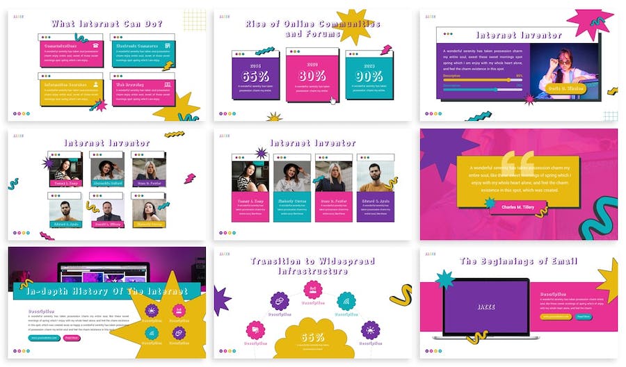 复古孟菲斯风格商务PPT模板 - 顶尖PPT