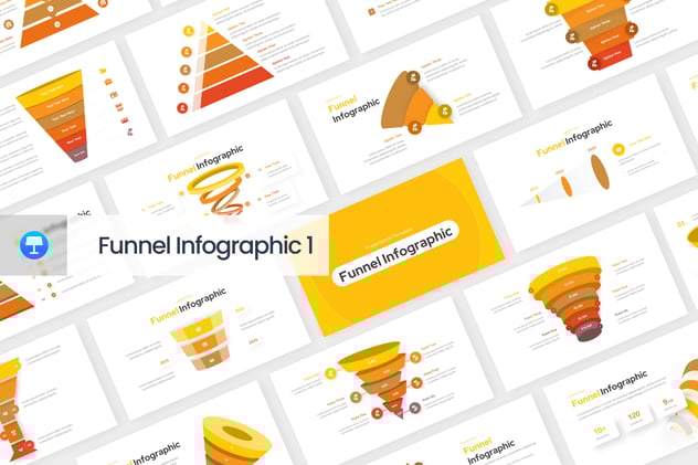 数据营销转化漏斗Keynote信息图模板 - 顶尖PPT