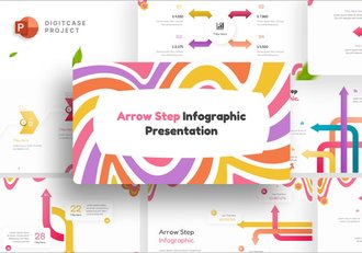 Groovy风格彩色渐变箭头步骤图形PPT模板 - 顶尖PPT