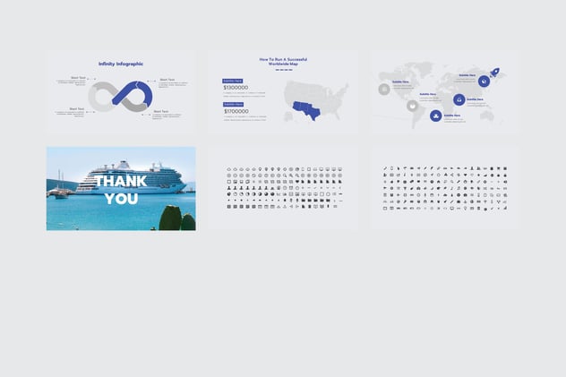 蓝色海洋风邮轮旅游行程介绍Keynote模板 - 顶尖PPT