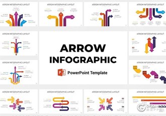 17页彩色各种方向箭头指向图形PPT模板 - 顶尖PPT