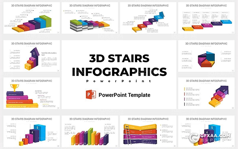 30页彩色创意梯形信息图形PPT模板 - 顶尖PPT