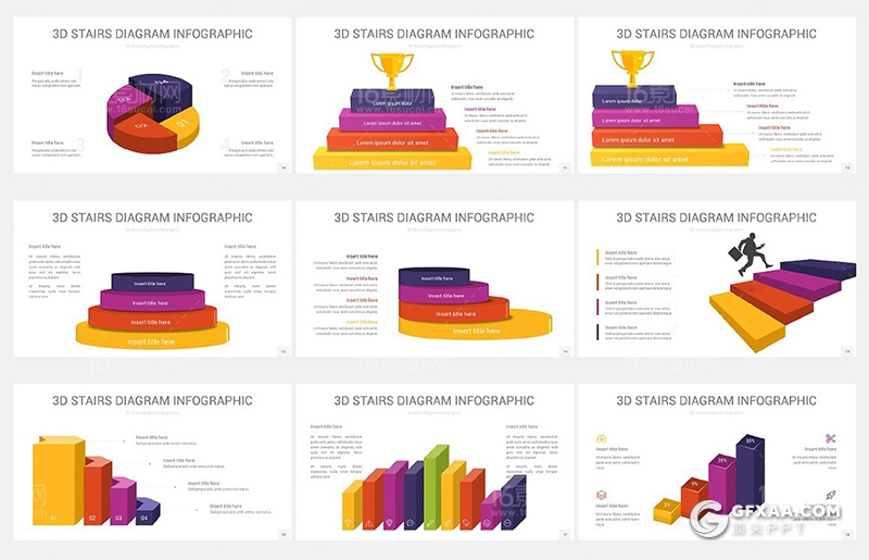 30页彩色创意梯形信息图形PPT模板 - 顶尖PPT