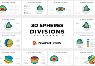 10页色彩创意3D立体分层圆形信息图形PPT模板 - 顶尖PPT
