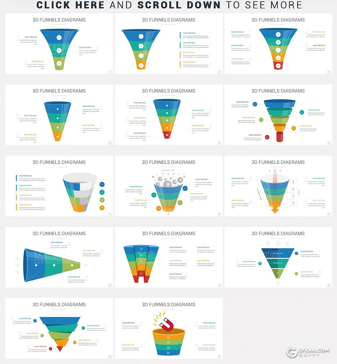 16页色彩创意锥形漏斗图形PPT模板 - 顶尖PPT