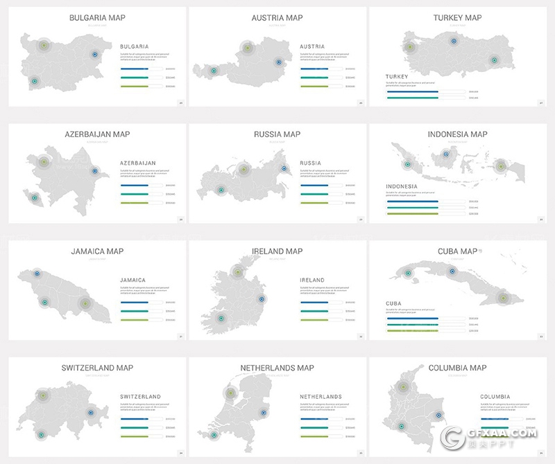 48页灰色世界各国可编辑图形PPT模板 - 顶尖PPT