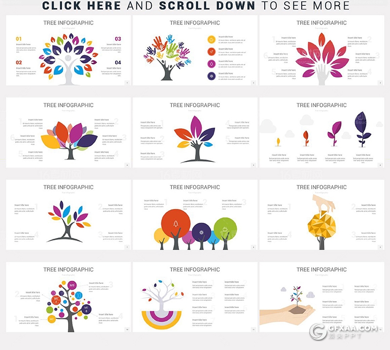12页色彩创意树图形PPT模板 - 顶尖PPT