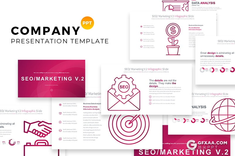 35页创意线性互联网图形ppt模板 12种主题配色附赠icon图标素材 - 顶尖PPT