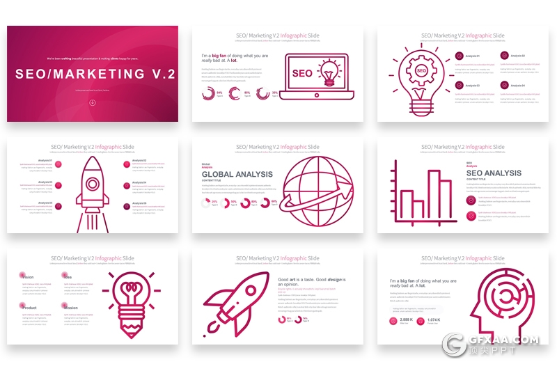 35页创意线性互联网图形ppt模板 12种主题配色附赠icon图标素材 - 顶尖PPT