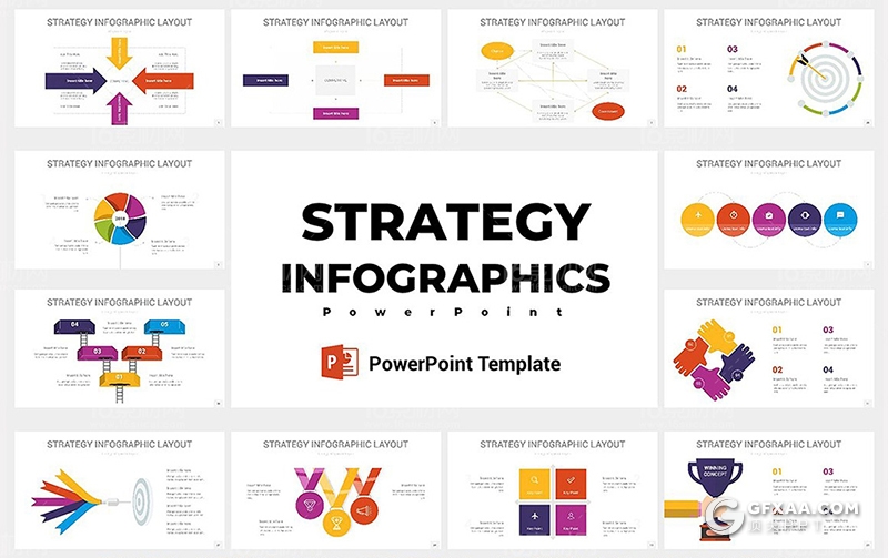 36页彩色战略布局信息图形PPT模板 - 顶尖PPT