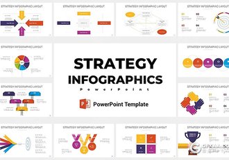 36页彩色战略布局信息图形PPT模板 - 顶尖PPT