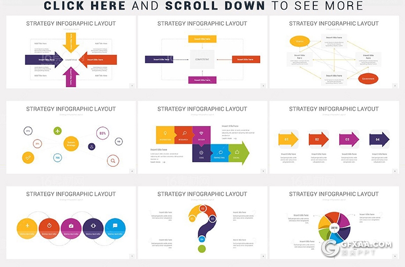 36页彩色战略布局信息图形PPT模板 - 顶尖PPT