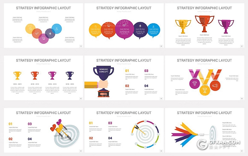 36页彩色战略布局信息图形PPT模板 - 顶尖PPT