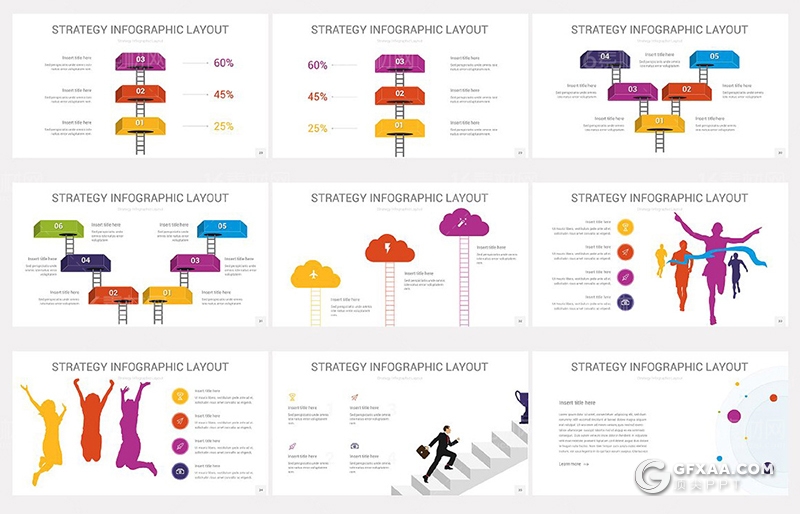 36页彩色战略布局信息图形PPT模板 - 顶尖PPT