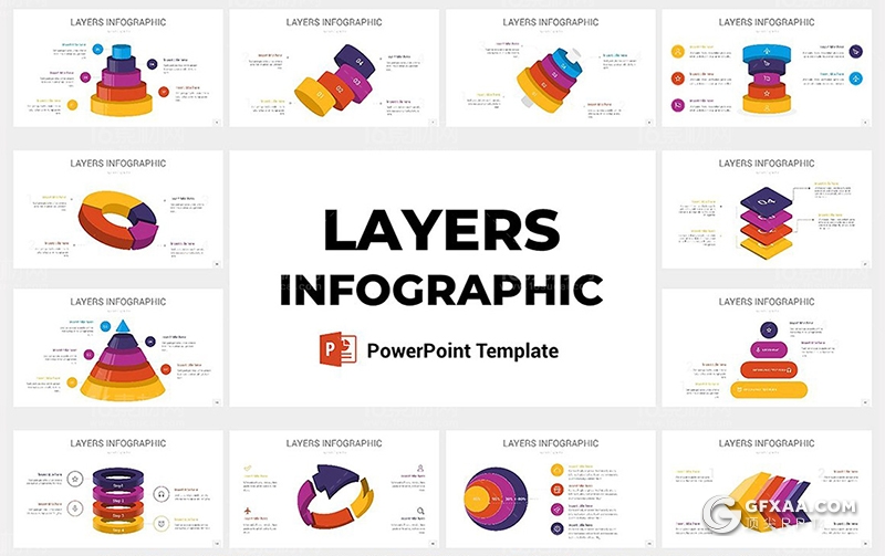 55页色彩创意商务金字塔分层图形PPT模板 - 顶尖PPT