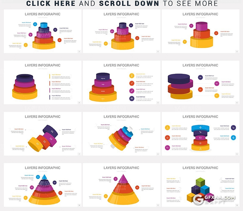 55页色彩创意商务金字塔分层图形PPT模板 - 顶尖PPT